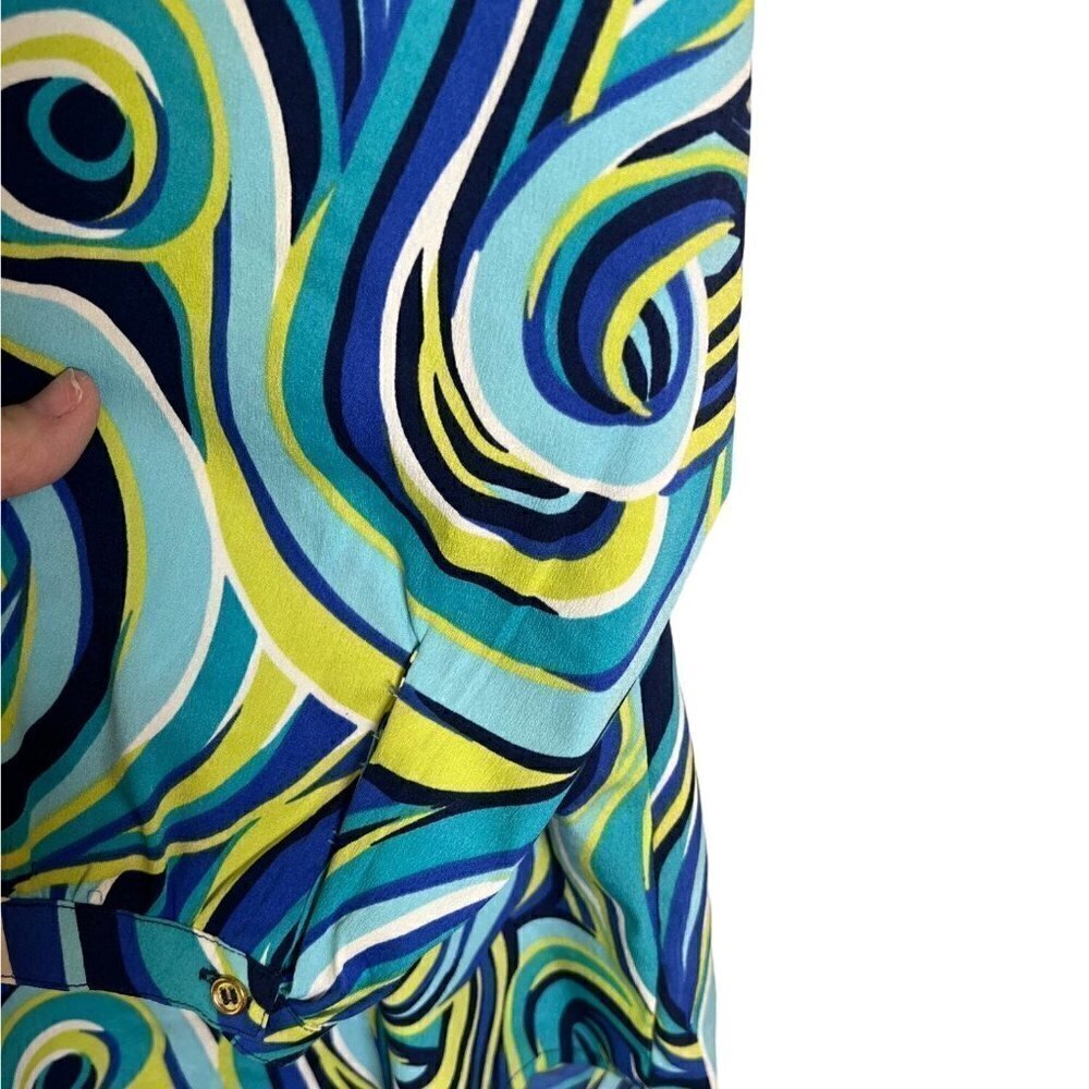 NWT Buckhead Betties Green & Blue Swirl Pattern Shift Blouse Size Large - Picture 6 of 11